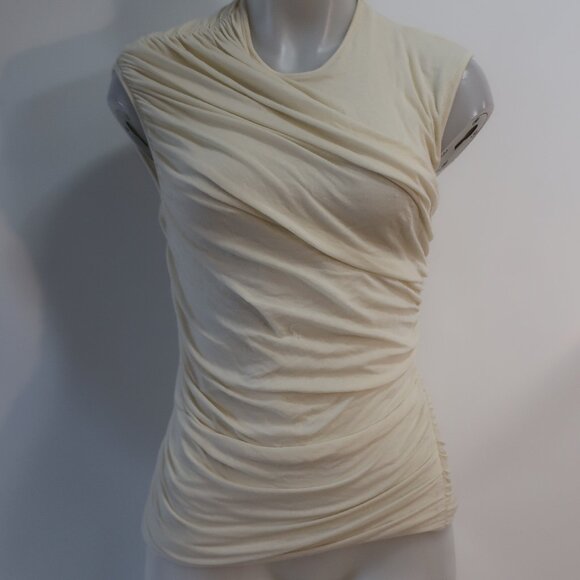 Womens Agolde Cream Ruched Ester Twist Sleeveless Tank Top M - Picture 3 of 13